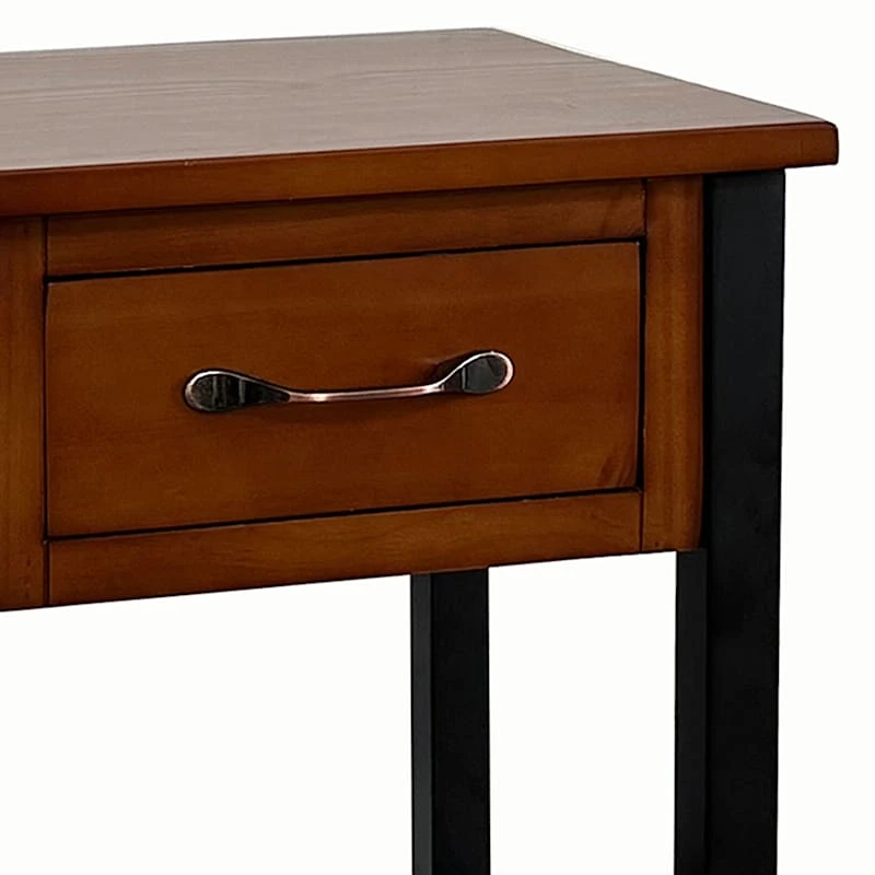2-Drawer Walnut & Black Table, 15x26 - Image 2
