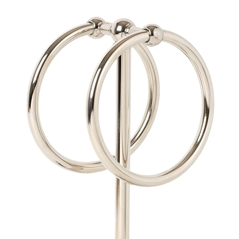 2-Ring Spheres Satin Nickel Fingertip Towel Stand - Image 2