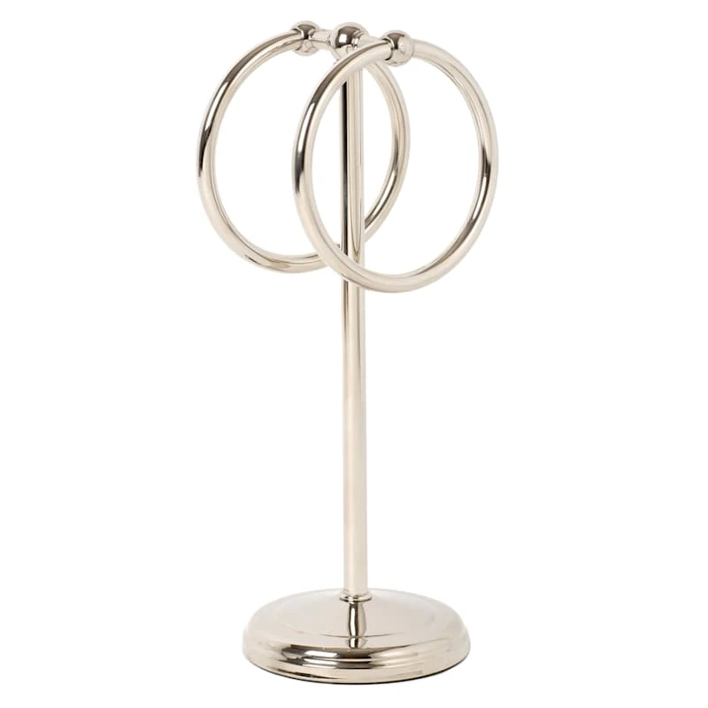 2-Ring Spheres Satin Nickel Fingertip Towel Stand