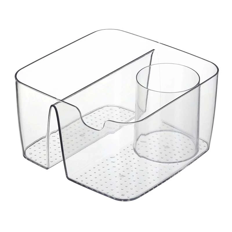 3-Section Clear Storage Bin With Holder