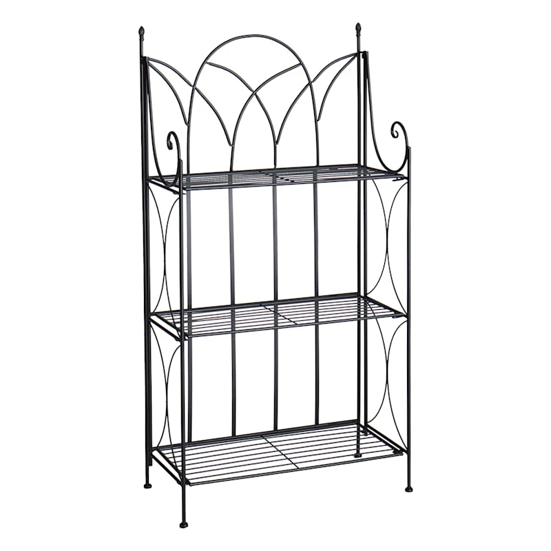 3-Tier Black Gothic Baker Rack With Metal Wire Shelves