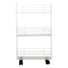 3-Tier Slim White Metal Mesh Rolling Cart