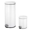 30l Round White Stainless Steel Trash Bin With Bonus 5l Bin