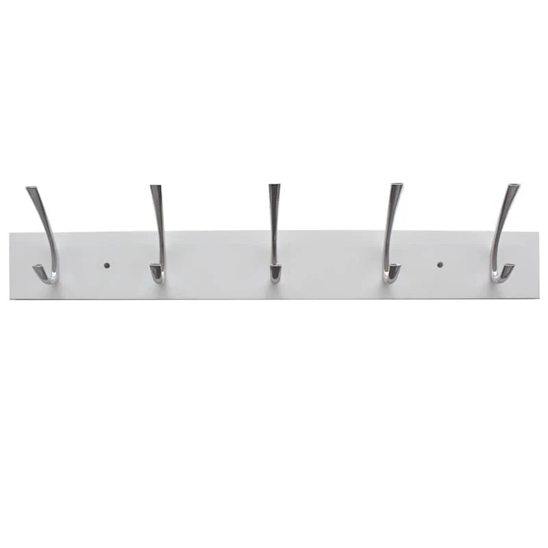 5-Hook Modern Wall Hanger, White