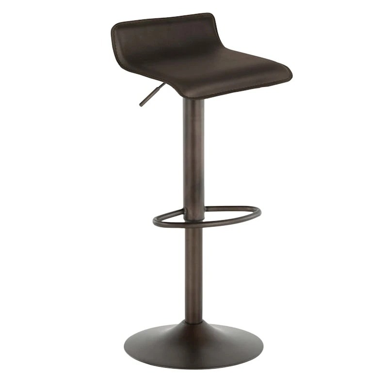 Ale Adjustable Faux Leather Barstool, Bronze