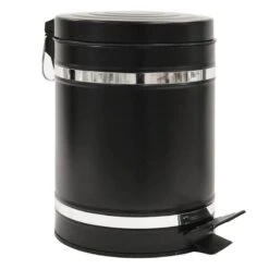 Bandit Black & Chrome Metal Round Step Can With Removable Liner, 5l