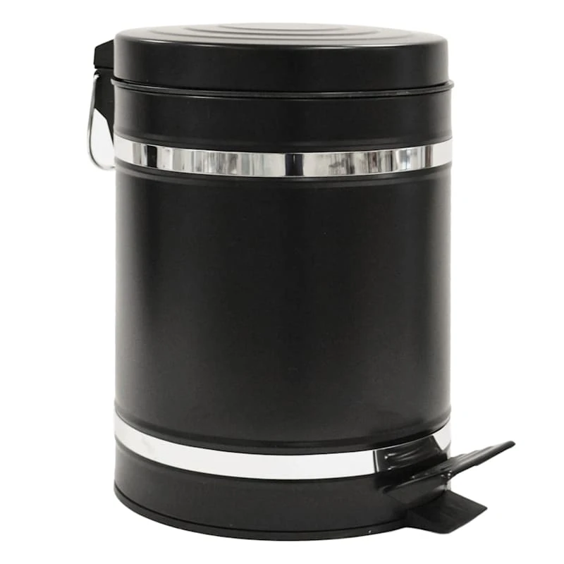 Bandit Black & Chrome Metal Round Step Can With Removable Liner, 5l