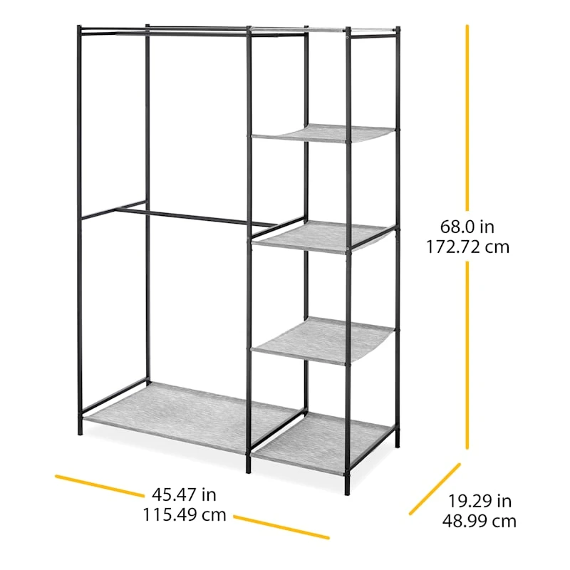Black Steel Double Rod Closet, 68x45.5 - Image 4
