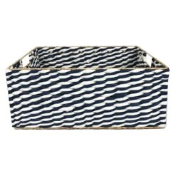 Blue & Natural Cattail Storage Basket, Medium
