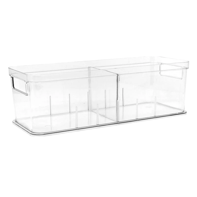 Clear Storage Bin With Divider, Large