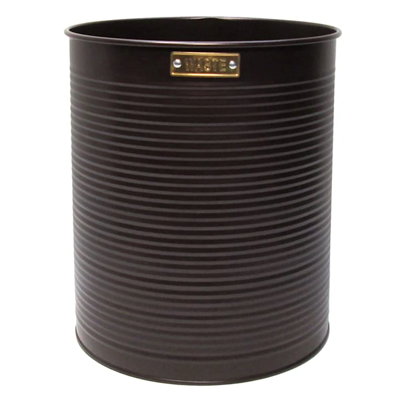 Cliff Bronze & Gold Ridged Metal Waste Bin, 11"