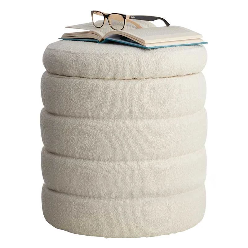 Crosby St Pax Cream Boucle Storage Ottoman - Image 2