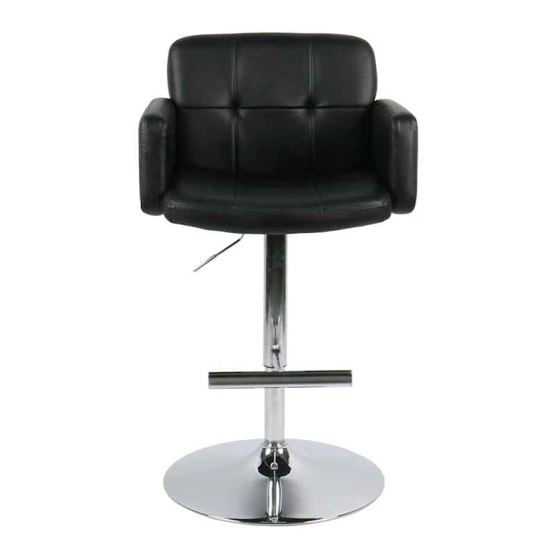 Crosby St Stout Adjustable Faux Leather Barstool, Black - Image 2