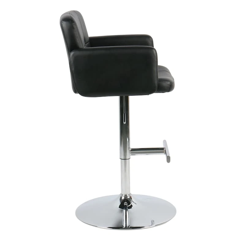 Crosby St Stout Adjustable Faux Leather Barstool, Black - Image 3