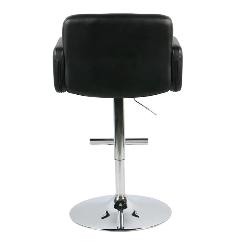 Crosby St Stout Adjustable Faux Leather Barstool, Black - Image 4