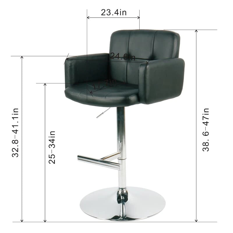 Crosby St Stout Adjustable Faux Leather Barstool, Black - Image 5