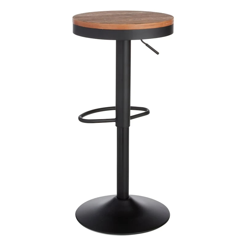 Dakota Adjustable Modern Industrial Black Barstool, 29" - Image 2