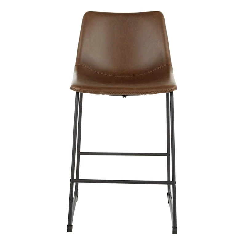 Drake Espresso Faux Leather Modern Industrial Barstool, 30" - Image 2