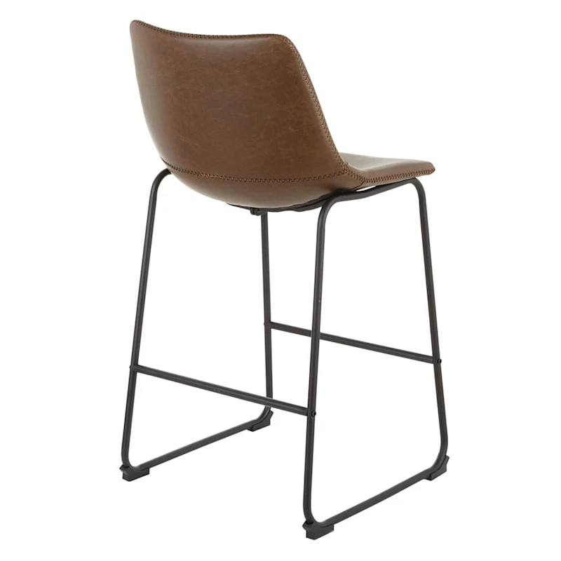 Drake Espresso Faux Leather Modern Industrial Barstool, 30" - Image 4