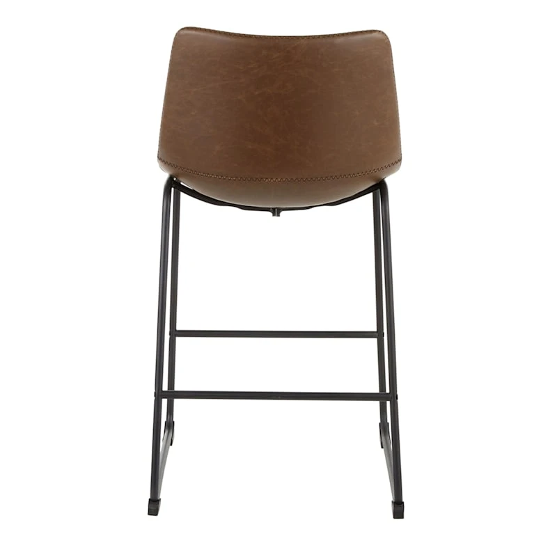 Drake Espresso Faux Leather Modern Industrial Barstool, 30" - Image 6