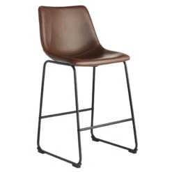 Drake Modern Faux Leather Industrial Counter Stool, Espresso