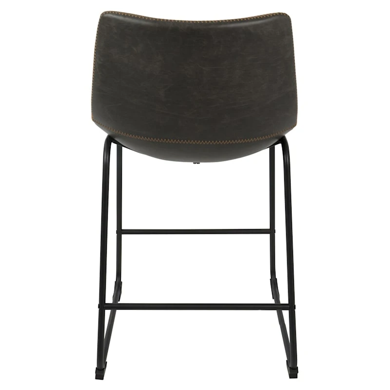 Drake Modern Industrial Faux Leather Counter Stool, Dark Grey - Image 3