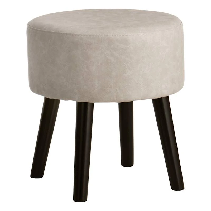 Emmy Ottoman Faux Leather, Grey