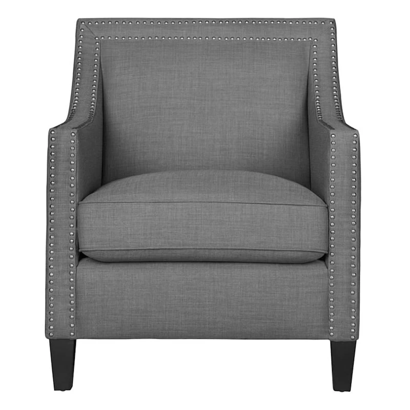 Erica Grey Accent Chair With Nailhead Trim - Image 2