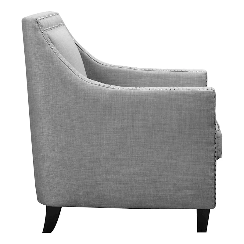 Erica Grey Accent Chair With Nailhead Trim - Image 3