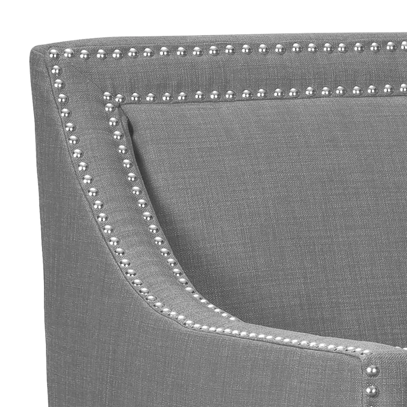 Erica Grey Accent Chair With Nailhead Trim - Image 4