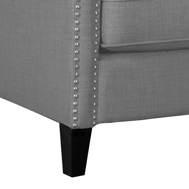 Erica Grey Accent Chair With Nailhead Trim - Image 5