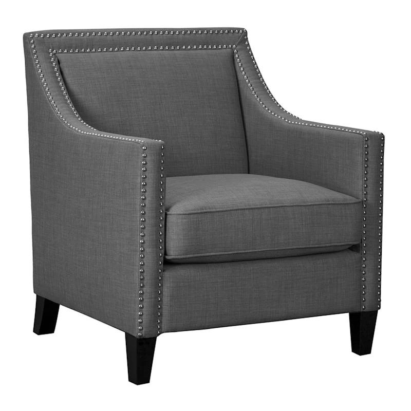 Erica Grey Accent Chair With Nailhead Trim