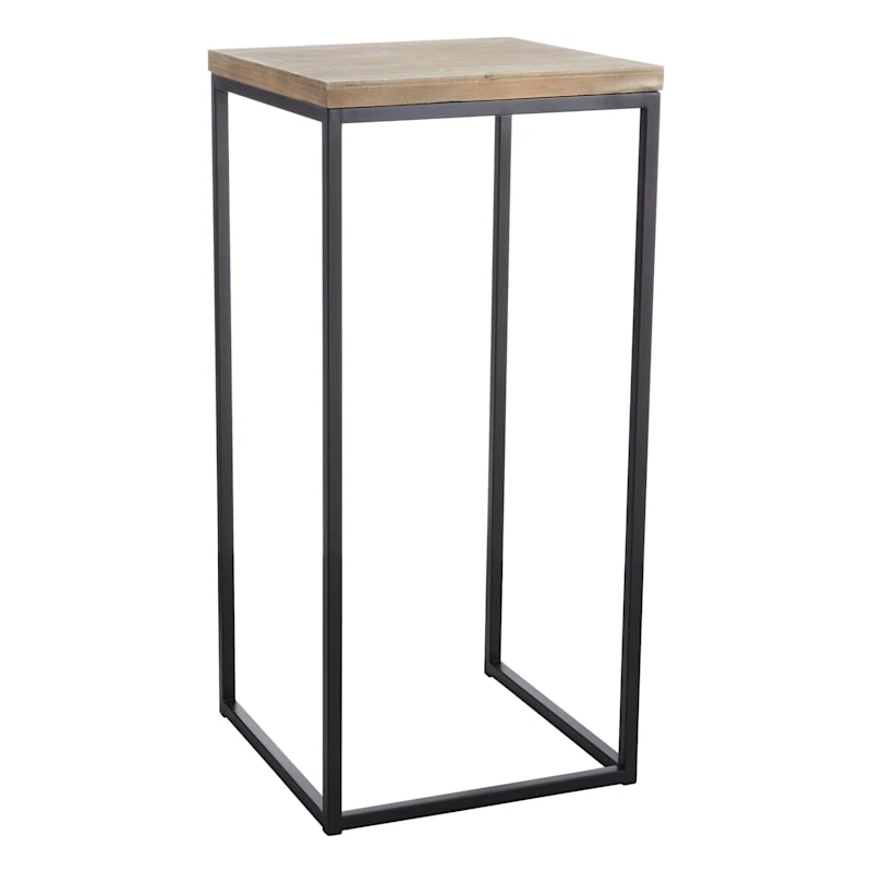 Fiona Wood Top Plant Stand With Metal Base, Large