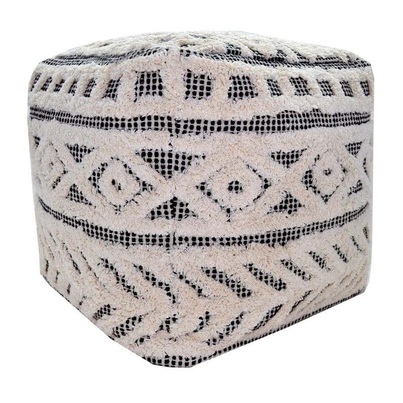Found & Fable Kai Diamond Tufted Pouf, 16"