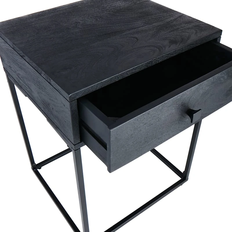 Found & Fable Kayla Rustic Black Nightstand - Image 4