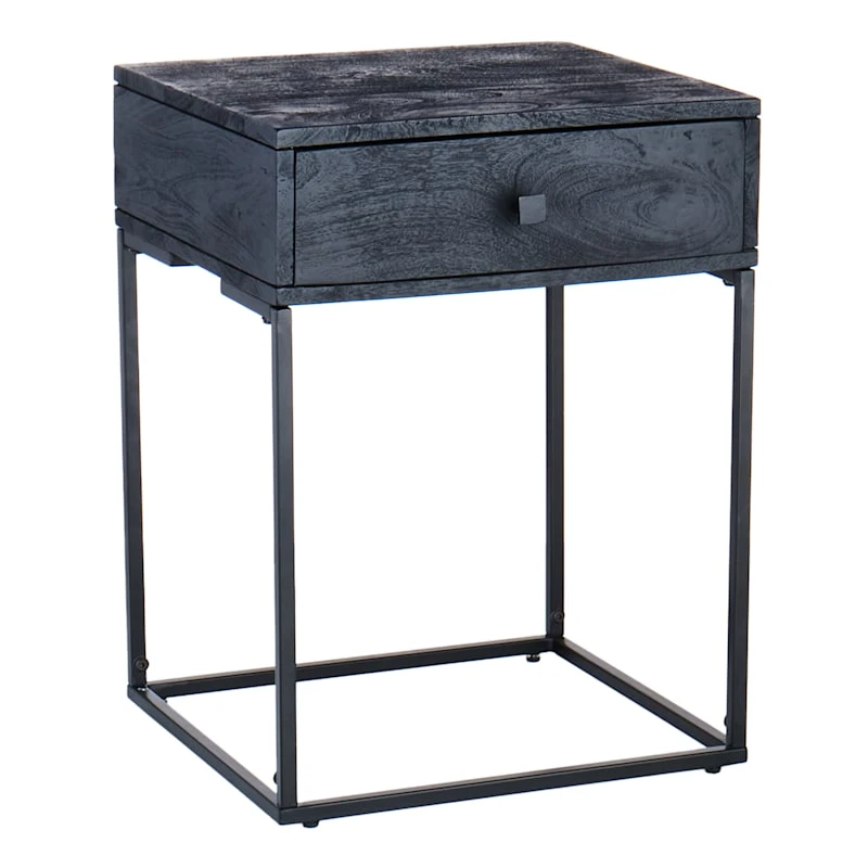 Found & Fable Kayla Rustic Black Nightstand