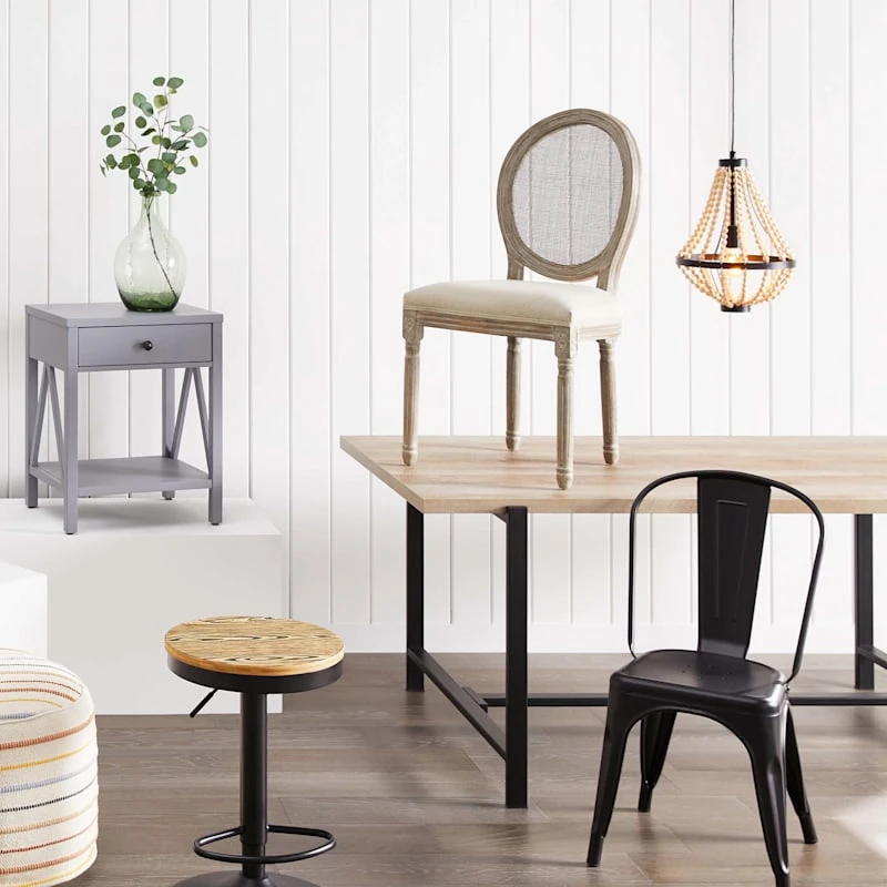 Found & Fable Loggy Wood & Metal Dining Table, 71" - Image 6