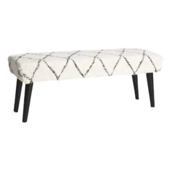 Found & Fable Zuri Cream & Black Tufted Bench