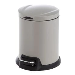 Grey Round Pedal Bin, 5L