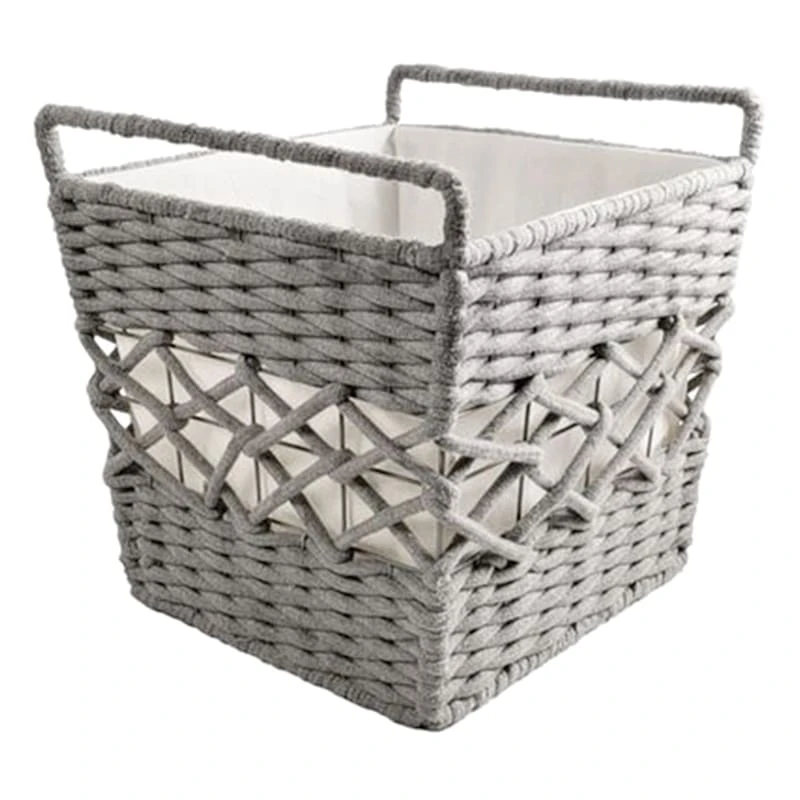 Grey Tapered Rope Laundry Hamper, Large