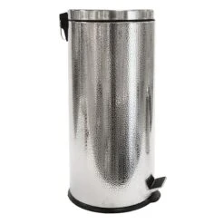 Haig Shiny Stainless Steel Embossed Step Can With Removable Liner, 30l