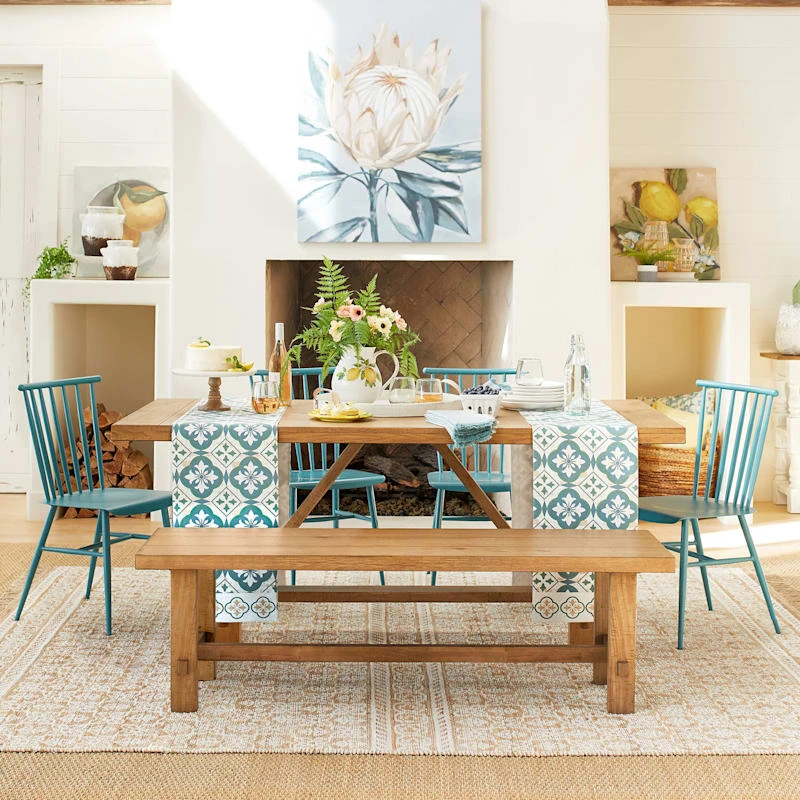 Honeybloom Massena Natural Wood Dining Bench, 60" - Image 2