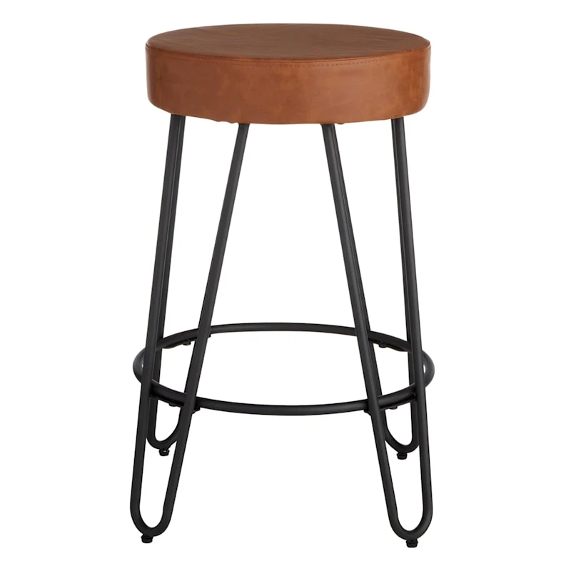 Honeybloom Verona Cognac Faux Leather Counter Stool - Image 2
