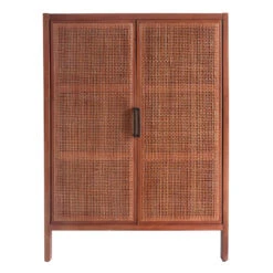 Honeybloom Wood Rattan Door Cabinet