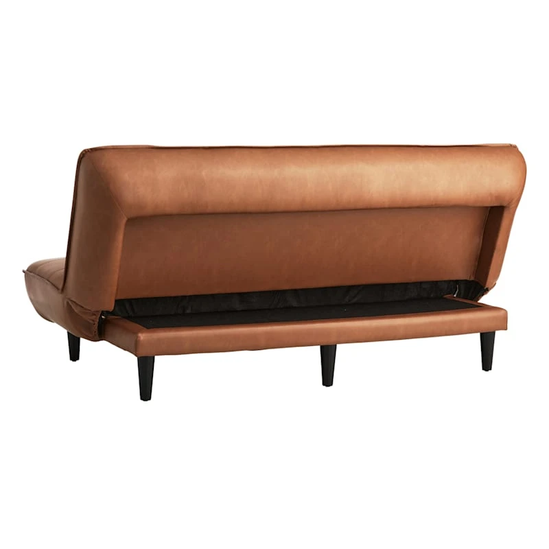 Honeybloom Wyatt Push Back Sofa, Cognac Faux Leather - Image 2