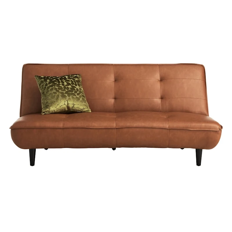 Honeybloom Wyatt Push Back Sofa, Cognac Faux Leather - Image 3
