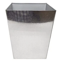 Laila Ali Silver Etched Metal Waste Can, 10"