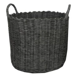 Large Grey Round Pp Woven Basket