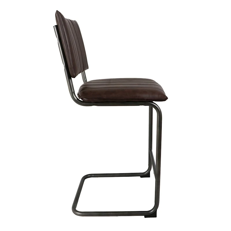Luka Faux Leather Counter Stool, Dark Brown - Image 3