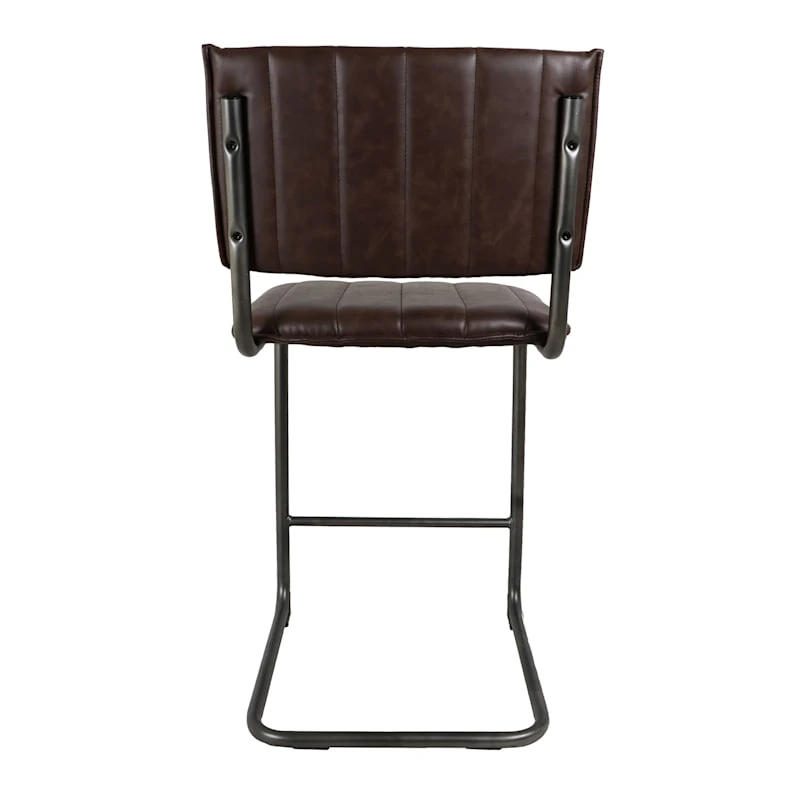 Luka Faux Leather Counter Stool, Dark Brown - Image 5